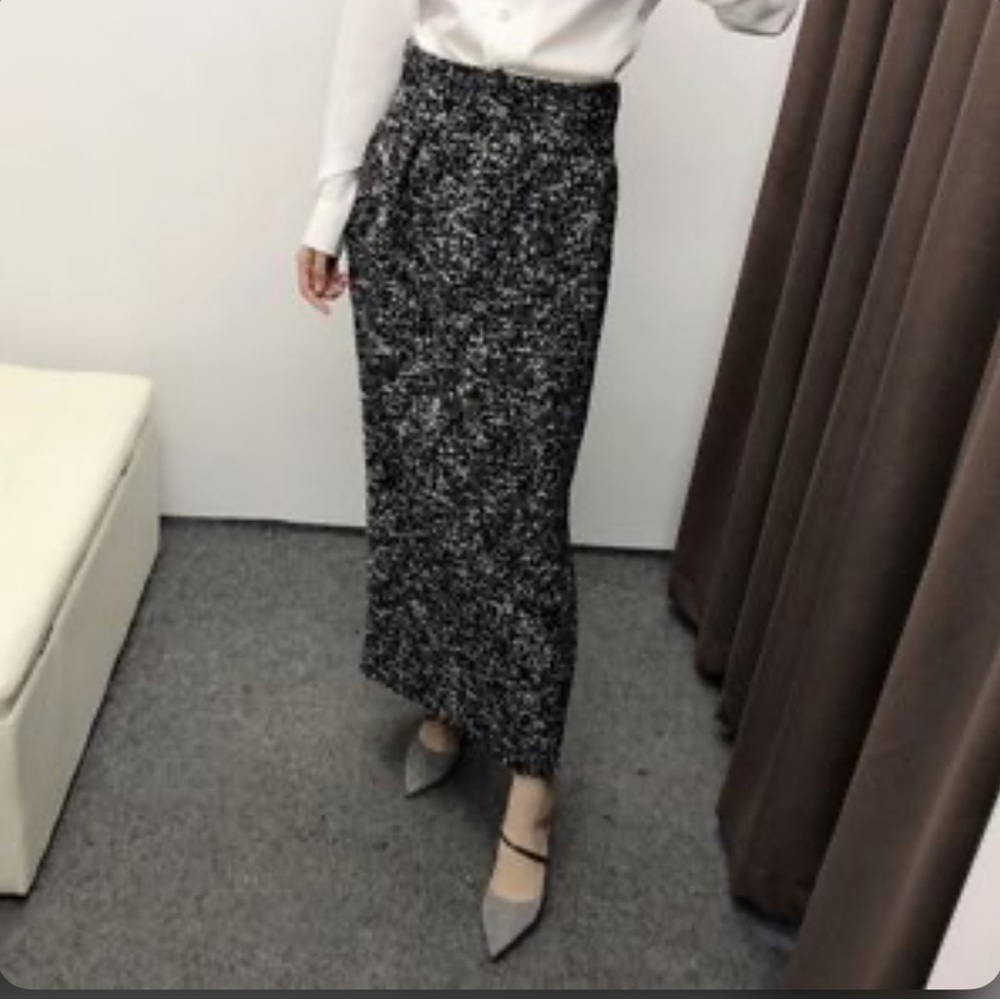 Zara textured tweed pencil skirt ankle length - Picture 7 of 12